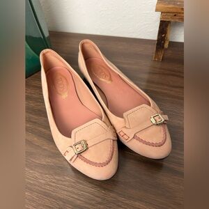 Tod’s Italian women’s pink suede ballet flats shoes